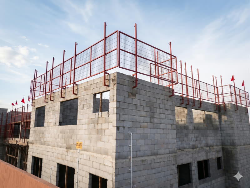 Detalhe da fixação do gradil de periferia em alvenaria estrutural